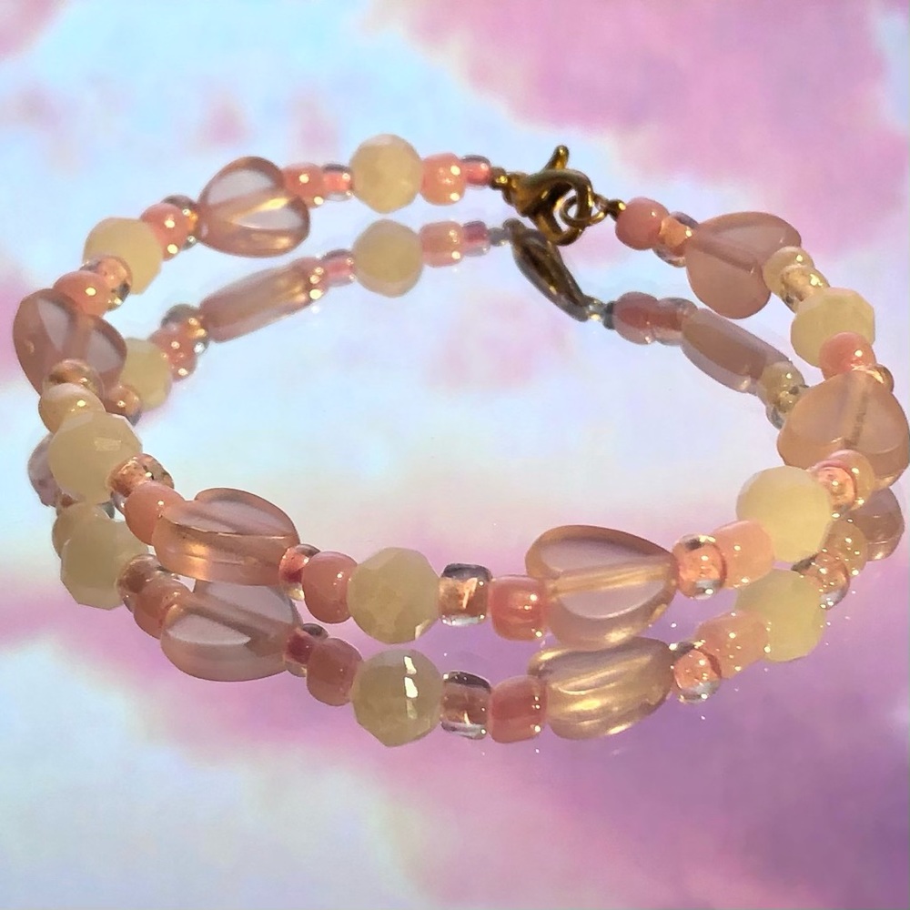 Handmade heart beaded bracelet